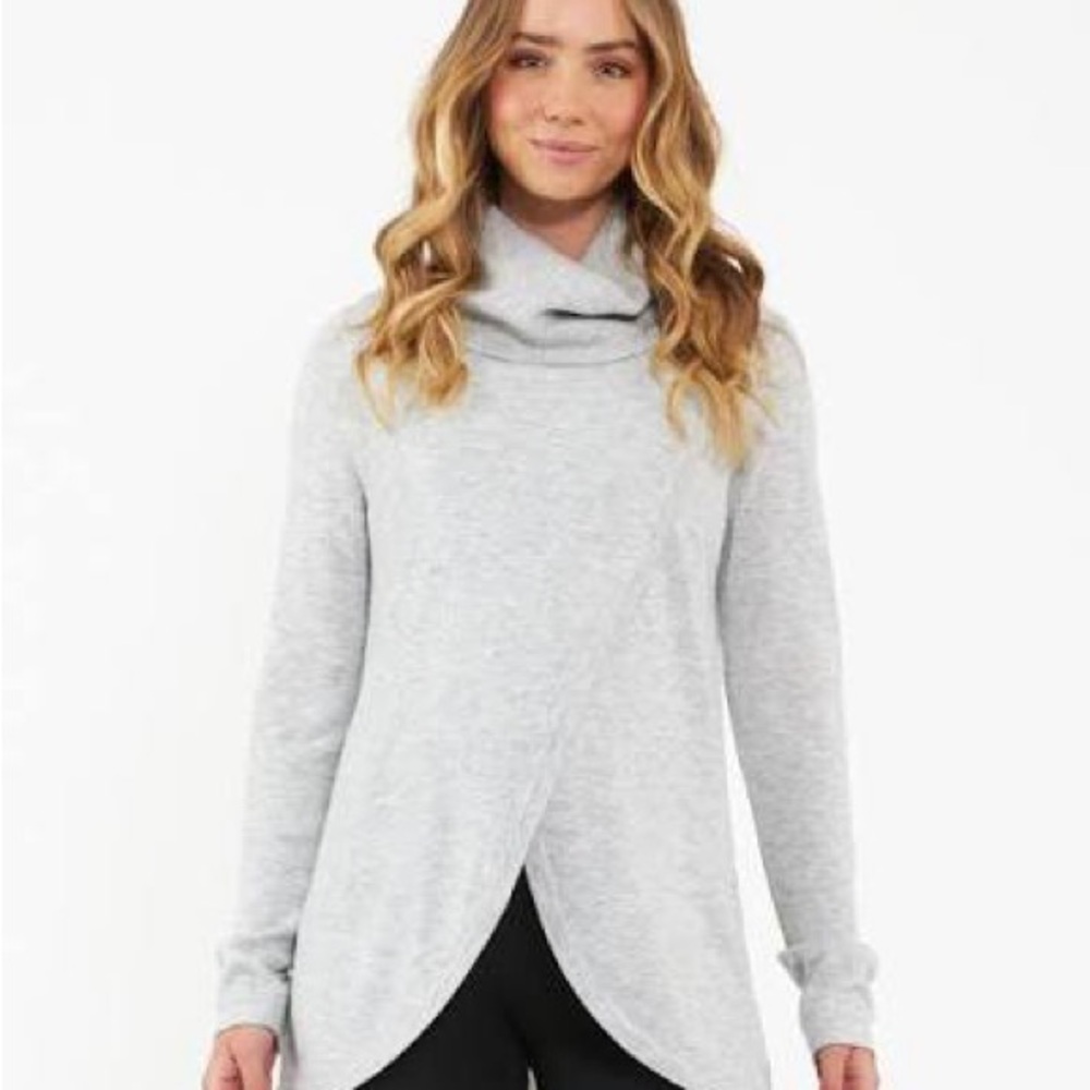 Maternity/Nursing Light Gray Cowl Neck Sweater